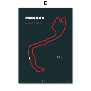 Монако Сузука Альберт Парк Портимао гоночная трасса карта F1 плакат на скандинавскую тему настенный художественный принт холст живопись Декор фотографии для гостиной A4 21X30cm No Framed