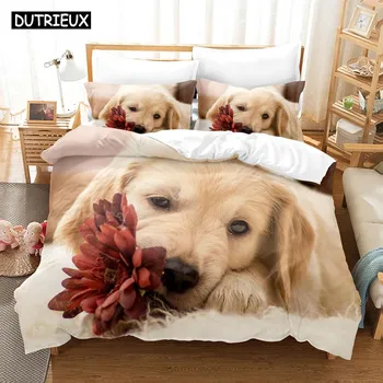 3D Dog Bedding Sets Duvet Cover Set With Pillowcase Twin Full Queen King Bedclothes Bed Linen EU single(135x200cm)