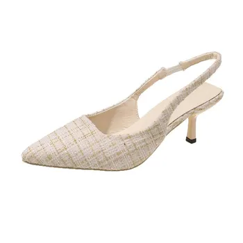 High-heeled Toe Sandals Women s Stiletto Pointed Toe Single Shoes 34 чёрный