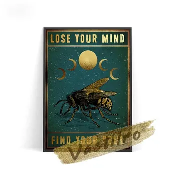 Насекомое Ретро Иллюстрированный Плакат Fly Bee Mosquito Стрекоза Мотылек Бабочка Художественная печать Картина Маслом 21cm30cm NoFrame