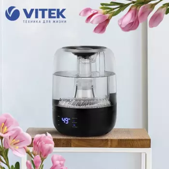 Увлажнитель воздуха VITEK VT-2352 ультразвуковой 2.8л., до 20 м, 200 мл/ч, черный (VT-2352)