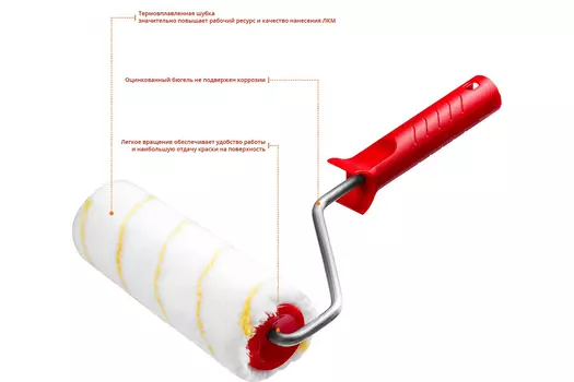 Валик малярный с ручкой MIRAX Polytex Pro, 24 смx4.8 см, бюгель 8 мм (03816-24)
