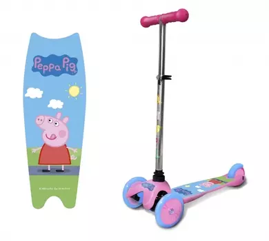 Самокат – Peppa Pig, управление наклоном, розово-голубой