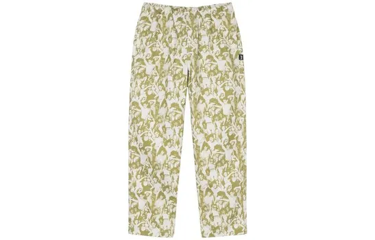 Штаны из хлопка с графическим принтом Stssy Stussy, зеленый