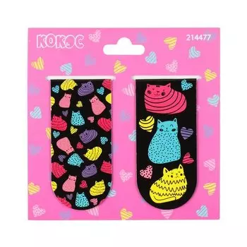 Закладки магнитные Кокос Cats, 3,5 х 7,5 см, 2 шт