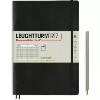 Записная книжка Leuchtturm Composition, в клетку, черная, 123 страницы, мягкая обложка, В5