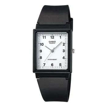Часы CASIO Quartz Waterproof White DialBlack Strap Mens WhiteBlack Analog, белый