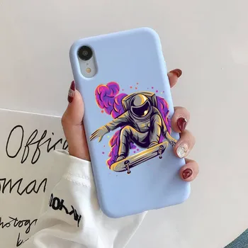 Cute Cartoon Astronaut Phone Case for iPhone 11 12 13 mini pro XS MAX 8 7 6 6S Plus X 5S SE 2020 XR case 6plus or 6s plus