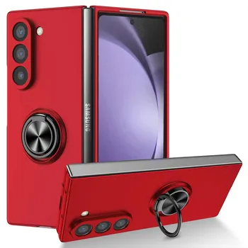 Пластиковый чехол для телефона с магнитным кольцом для Samsung Galaxy Z Fold 6 5 4 3 Fold6 Fold5 Fold4 Fold3 5G 5G с защитной крышкой на петлях For Galaxy Z Fold6 вино красного