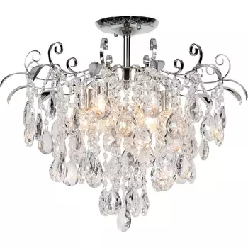 Потолочная люстра хрустальная на штанге E27*60W Escada Kelly 1123/6PL Chrome с подвесками