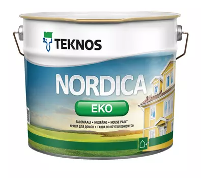 Teknos Nordica Eco белая, 9 л, Краска фасадная по дереву акрилатная