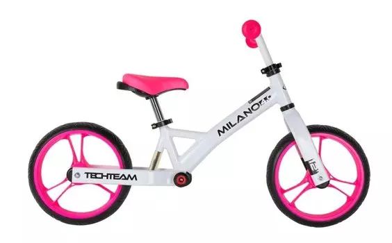 Беговел TechTeam Milano 4, детский, колеса EVA, 12", 2021, розовый, TT002010