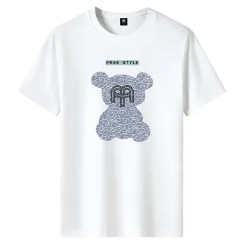Cloud Bear M-6XL Мужская футболка с короткими рукавами из чистого хлопка с круглым вырезом для мальчиков Повседневная футболка M
