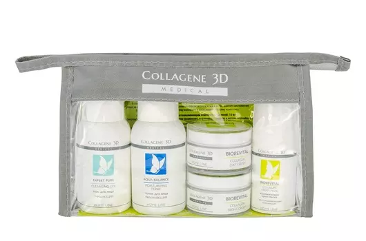MEDICAL COLLAGENE 3D Набор для лица (крем дневной 15 мл, крем ночной 15 мл, крем-маска 15 мл, гель 50 мл, тоник 50 мл) Travel Kit Biorevital