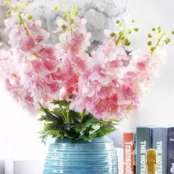 Цветы искусственные FloDecor Дельфиниум 80см, розовый