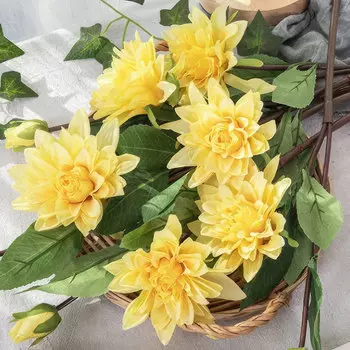 Цветы искусственные FloDecor Георгин 61см, желтый