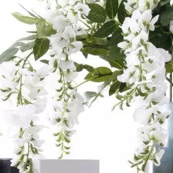 Цветы искусственные FloDecor Глициния 100см, цвет белый