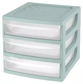 Бокс с выдвижными лотками А6 Pastel, мятный 3 прозрачных лотка