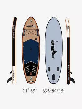 Sup-доска Hunterboard ACTIVE FISH 11', 335х89х15 см, Wood/Silver, Коричневый