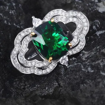Кольцо BELLA BOX Luxury Simulation Emerald Princess Square Drill из двухцветного золота, подходящее для женского банкета, вечеринки, модных украшений A