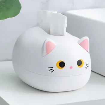 (Куниде) Коробка для салфеток для кошек, коробка для салфеток с милым котом, кавайный держатель для салфеток для кошек, милая коробка для салфеток для кошек, для автомобиля, дома, ванной комнаты, кухни, офиса One Size чёрный