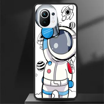 Стеклянный чехол для Xiaomi Poco X3 NFC 11 Lite 11T F3 M3 для Redmi Note 11 10 9 8 Pro 10S 9S 9S 9A 9C, чехол для телефона, милый космонавт Xiaomi Poco M3