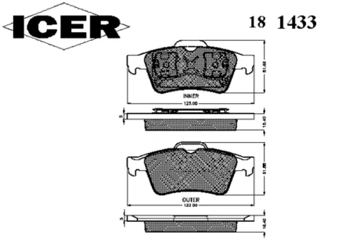 Тормозные колодки дисковые задняя ось ICER 181433