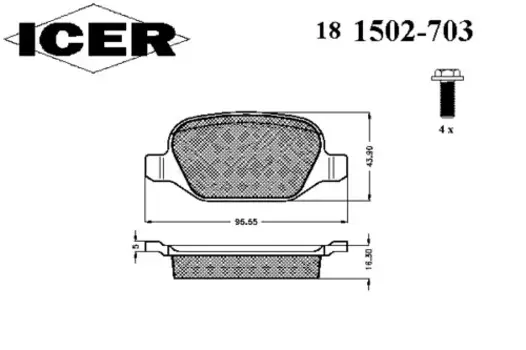 Тормозные колодки дисковые задняя ось ICER 181502-703