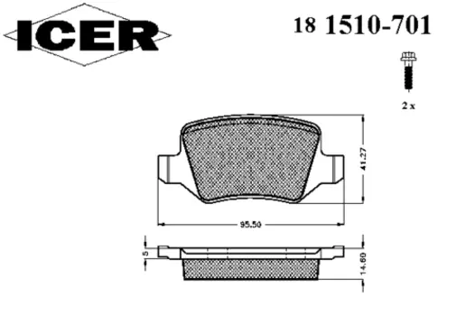 Тормозные колодки дисковые задняя ось ICER 181510-701