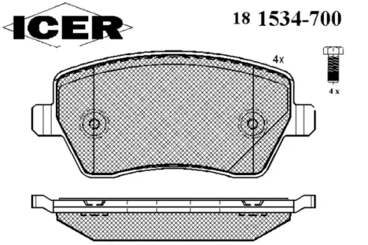 Тормозные колодки дисковые передняя ось ICER 181534-700