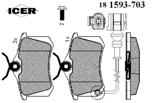 Тормозные колодки дисковые задняя ось ICER 181593-703