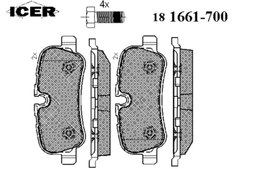 Тормозные колодки дисковые задняя ось ICER 181661-700