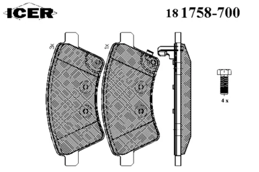 Тормозные колодки дисковые передняя ось ICER 181758-700