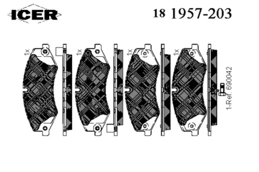 Тормозные колодки дисковые передняя ось ICER 181957-203