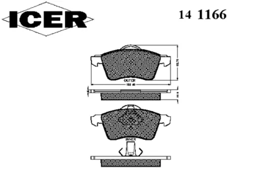 Тормозные колодки дисковые передняя ось ICER 141166