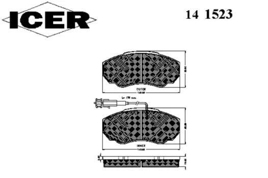 Тормозные колодки дисковые передняя ось ICER 141523