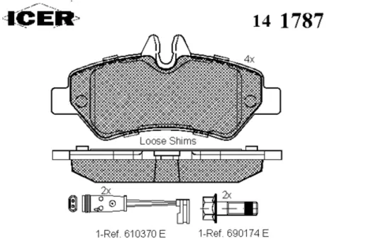 Тормозные колодки дисковые задняя ось ICER 141787