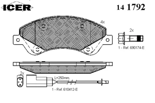 Тормозные колодки дисковые передняя ось ICER 141792