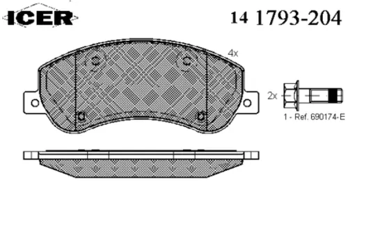 Тормозные колодки дисковые передняя ось ICER 141793-204