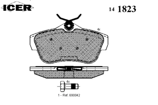 Тормозные колодки дисковые задняя ось ICER 141823