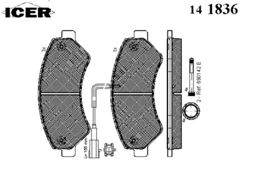 Тормозные колодки дисковые передняя ось ICER 141836