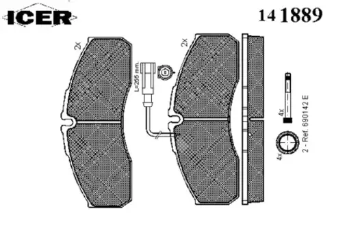 Тормозные колодки дисковые передняя ось ICER 141889