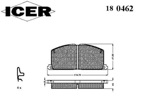 Тормозные колодки дисковые передняя ось ICER 180462