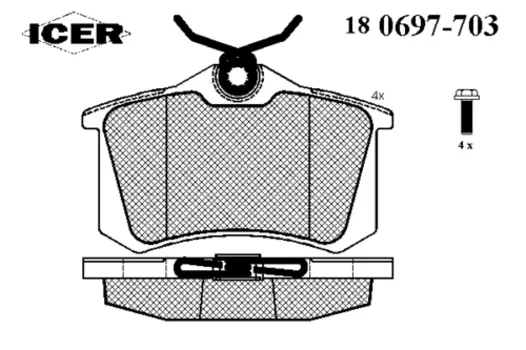Тормозные колодки дисковые задняя ось ICER 180697-703