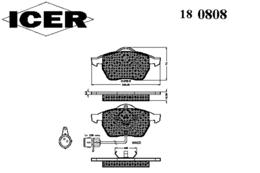 Тормозные колодки дисковые передняя ось ICER 180808