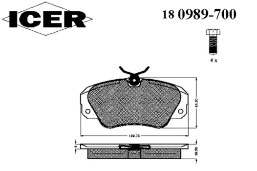Тормозные колодки дисковые передняя ось ICER 180989-700