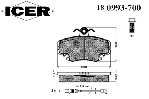 Тормозные колодки дисковые передняя ось ICER 180993-700