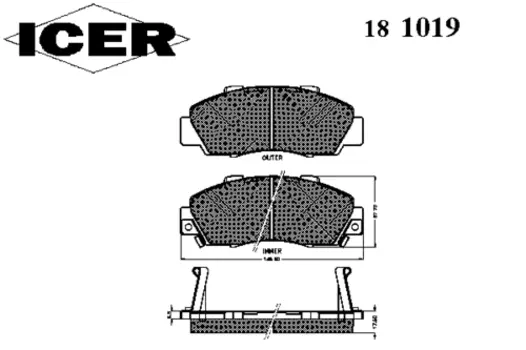 Тормозные колодки дисковые передняя ось ICER 181019