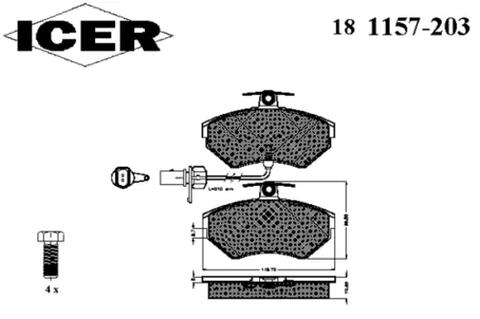 Тормозные колодки дисковые передняя ось ICER 181157-203