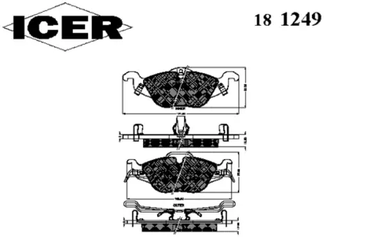Тормозные колодки дисковые передняя ось ICER 181249
